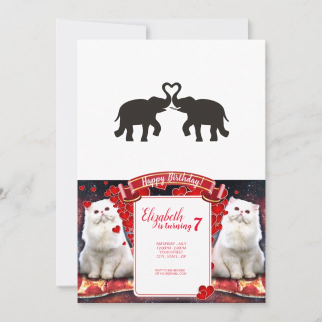 Two elephants love silhouettes invitation (Front)