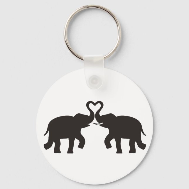 Two elephants love silhouettes keychain (Front)