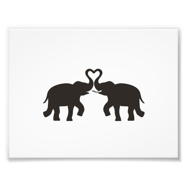Two elephants love silhouettes photo print (Front)