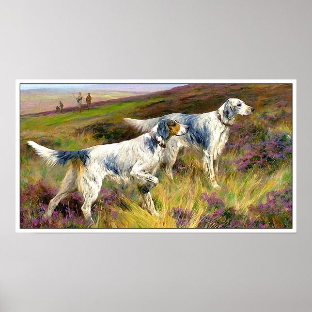 Two English Setters in a Field - Arthur Wardle Poster (Front)