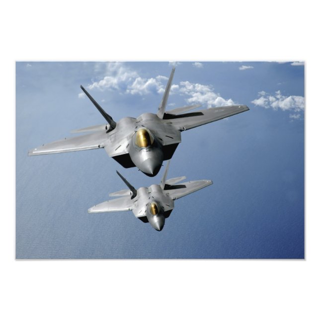 Two F-22 Raptors fly over the Pacific Ocean 2 Photo Print (Front)
