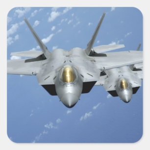 Two F-22 Raptors fly over the Pacific Ocean 2 Square Sticker