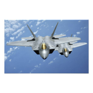 Two F-22 Raptors fly over the Pacific Ocean Photo Print