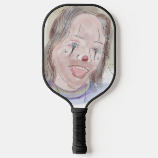 Two Faces, Neither Serious (Art by R. Leah OShell) Pickleball Paddle