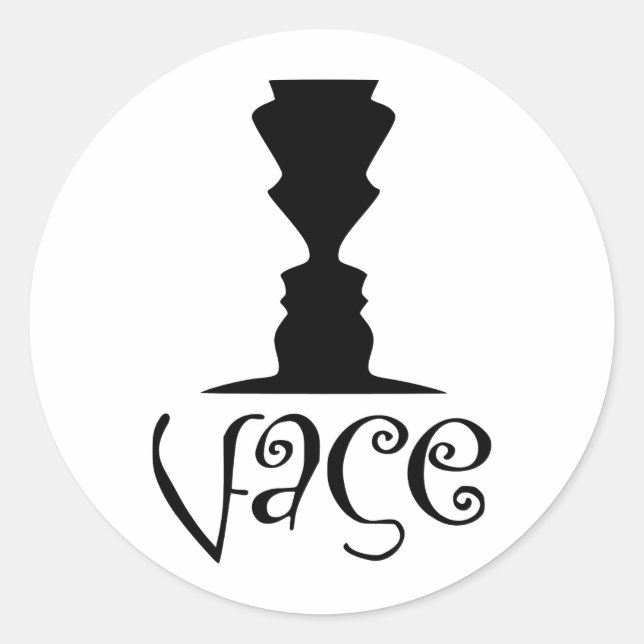 Two Faces or Vase Optical Illusion Classic Round Sticker (Front)