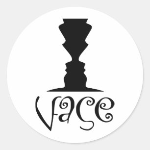 Two Faces or Vase Optical Illusion Classic Round Sticker