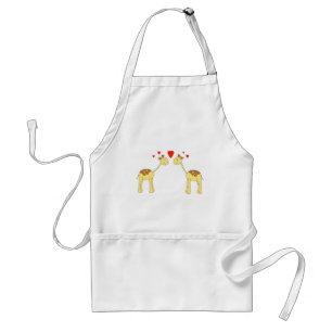 Two Facing Giraffes with Hearts. Cartoon. Standard Apron