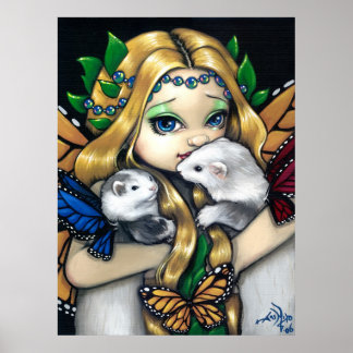 Two Fae Ferrets ART PRINT  fairy ferret fantasy