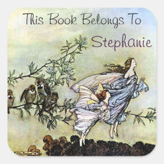 Two Fairies Bookplate Square Sticker