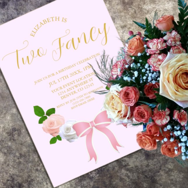 Two Fancy Bow Floral Birthday Acrylic Invitations (Creator Uploaded)