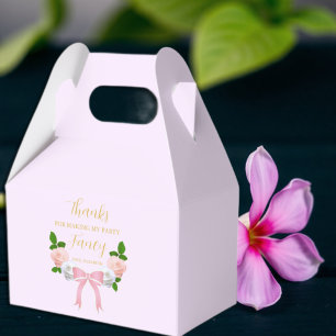 Two Fancy Bow Floral Birthday Favor Box