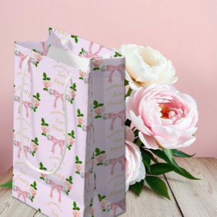 Two Fancy Bow Floral Birthday Small Gift Bag