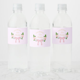 Two Fancy Bow Floral Birthday Water Bottle Label
