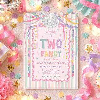 Two Fancy Whimsical Girl 2nd Birthday Party Invitation
