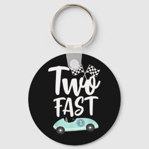 Two Fast 2 Curious 2th Birthday Boy Chequered Keychain