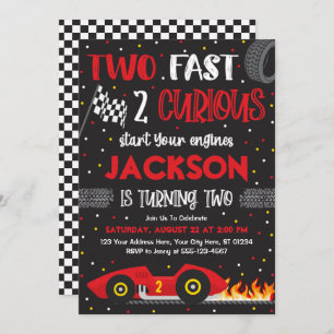 Two Fast 2 Curious Birthday Invitation, Boy Racing Invitation