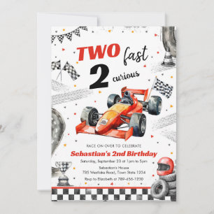 Two Fast 2 Curious Race Car Birthday Invitation