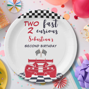 Two fast 2 curious second kids birthday paper plate
