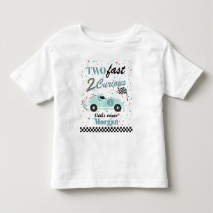 Two Fast 2Curious Blue Sports Car Second Birthday Toddler T-shirt
