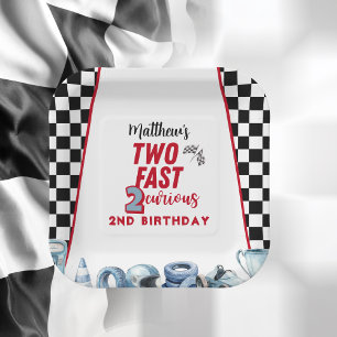 Two Fast 2nd birthday Boy Racing Car Paper Plate