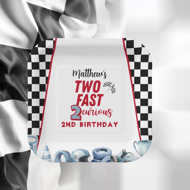 Two Fast 2nd birthday Boy Racing Car  Paper Plate (Creator Uploaded)