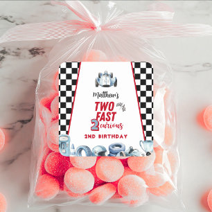 Two Fast 2nd birthday Boy Racing Car  Square Sticker