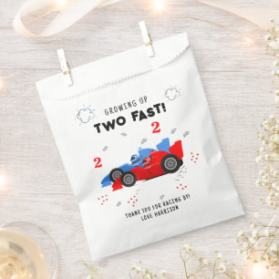 Two Fast 2nd Birthday Kids Racing Cars Name Favour Bag
