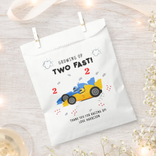 Two Fast 2nd Birthday Kids Racing Cars Name Favour Bag