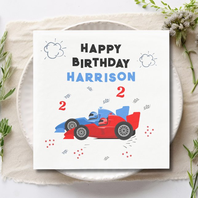 Two Fast 2nd Birthday Kids Racing Cars Name Napkin (Creator Uploaded)
