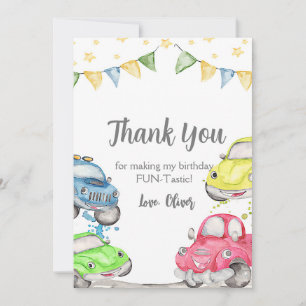 Two Fast 2nd Birthday Race Car Thank You Card