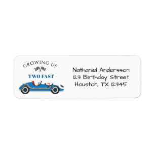 Two Fast 2nd Birthday Racing Car Return Address 