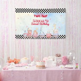 Two Fast Animals safari Racing Train 2nd HBD Party Banner