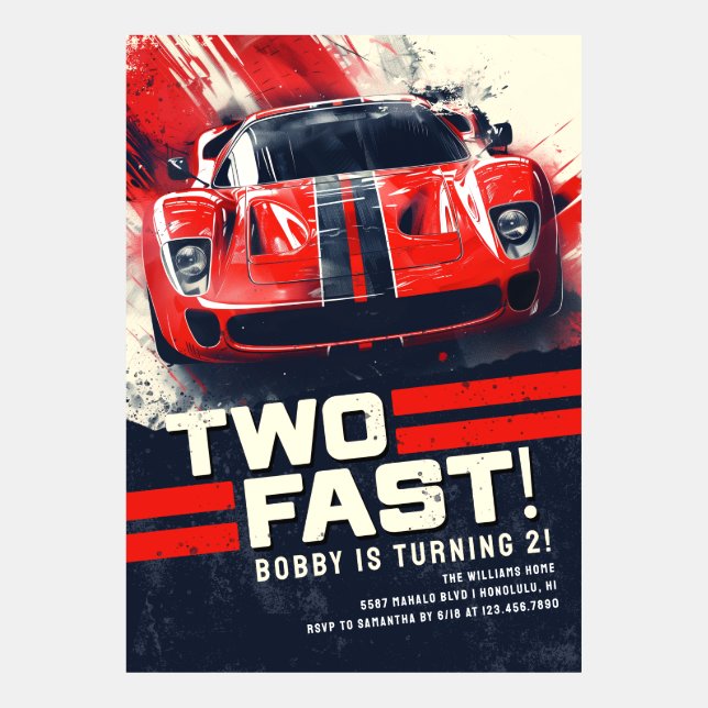 Two Fast! Birthday Invitation (Front)