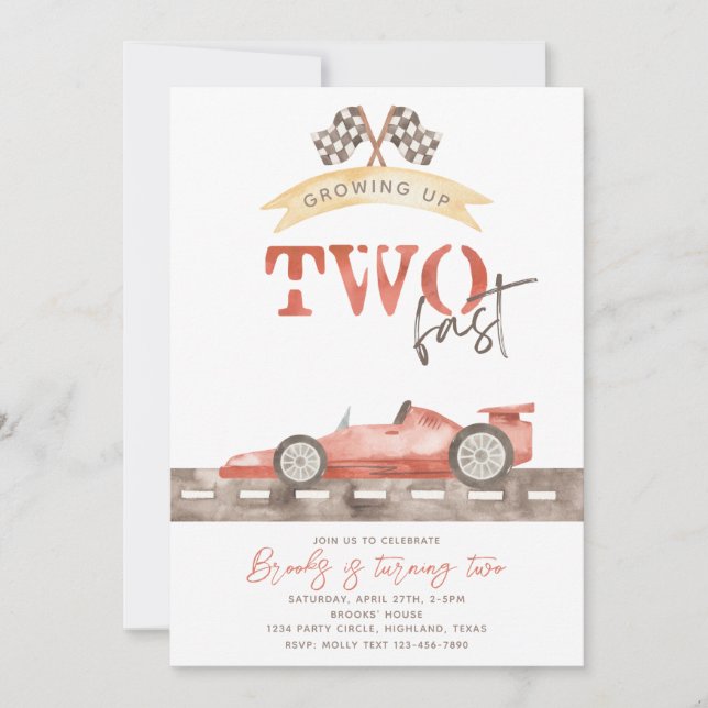 TWO Fast Birthday Invitation | Racing Invitation (Front)