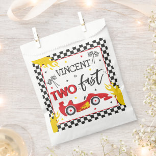Two Fast Birthday Party Red Race Car 2nd Birthday Favour Bag