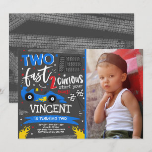 Two Fast Birthday Party Red Race Car 2nd Birthday Invitation