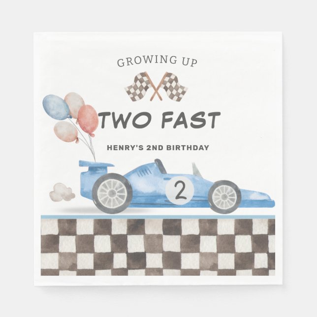 Two Fast Birthday Racecar 2nd Lap Down Napkin (Front)