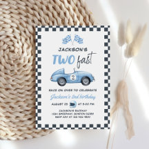 Two Fast Blue Race Car 2nd Birthday