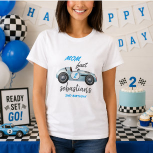 Two Fast Blue Race Car 2nd Birthday Invitation T-Shirt