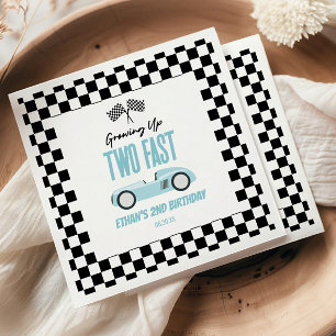 Two Fast Blue Race Car 2nd Birthday Party Napkin