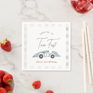 Two Fast Blue Race Car Boy 2nd Birthday Napkin