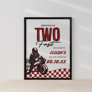Two Fast Boys 2nd Dirt Bike Birthday Poster
