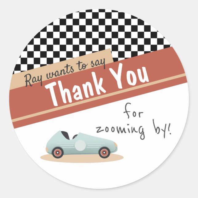 Two Fast Car Theme Unique Yellow Red Black Classic Round Sticker (Front)