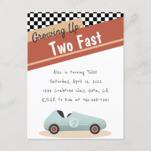 Two Fast Car Theme Unique Yellow Red Black Invitat Postcard