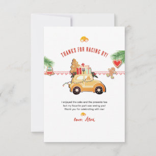 Two Fast Christmas Gingerbread Car 2nd Birthday Thank You Card
