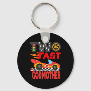 Two Fast Godmother Pit Crew Racing Car Family Birt Keychain