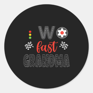 Two Fast Grandma Racing Car Birthday Boy Matching  Classic Round Sticker