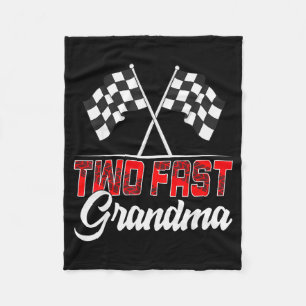 Two Fast Grandma Second Birthday Racing Car Family Fleece Blanket