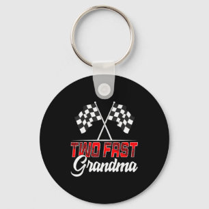 Two Fast Grandma Second Birthday Racing Car Family Keychain