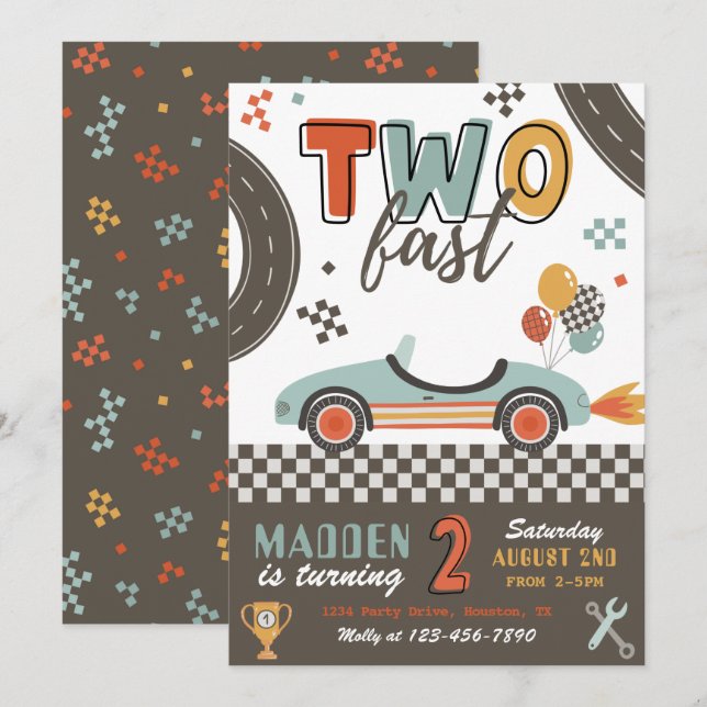 TWO Fast Invitation | Racing Invitation (Front/Back)